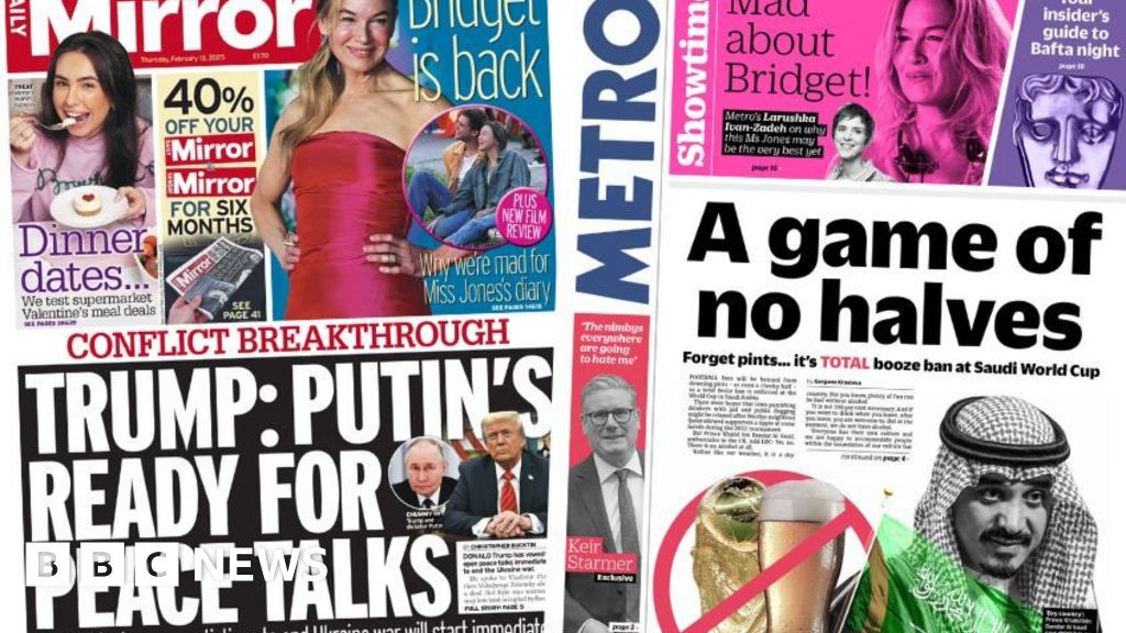 The Papers: Putin 'peace talks' and a 'game of no halves'