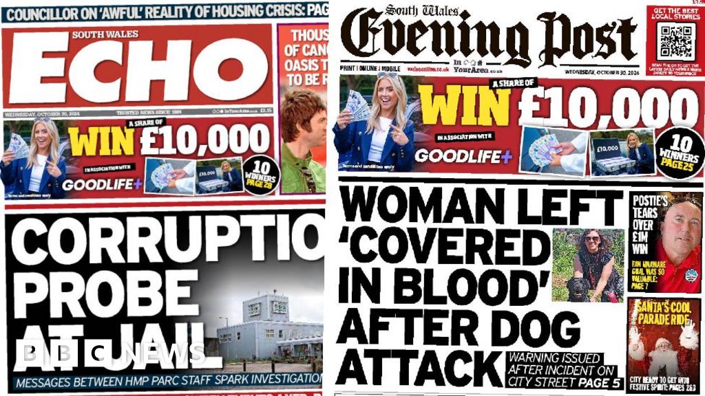 Wales' papers Prison corruption probe and woman attacked by dog