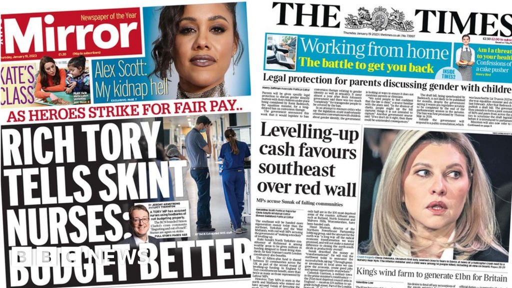 Newspaper headlines: ‘The courageous face of Kate’ and ‘Largest NHS strike ever’
