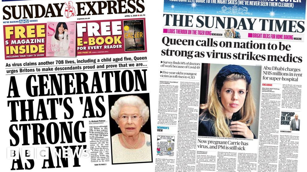 Newspaper headlines Queen's 'rousing message' of strength to nation