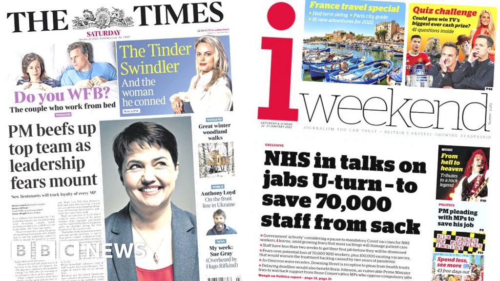Newspaper headlines: PM beefs up top team and NHS staff jab 'U-turn talks'