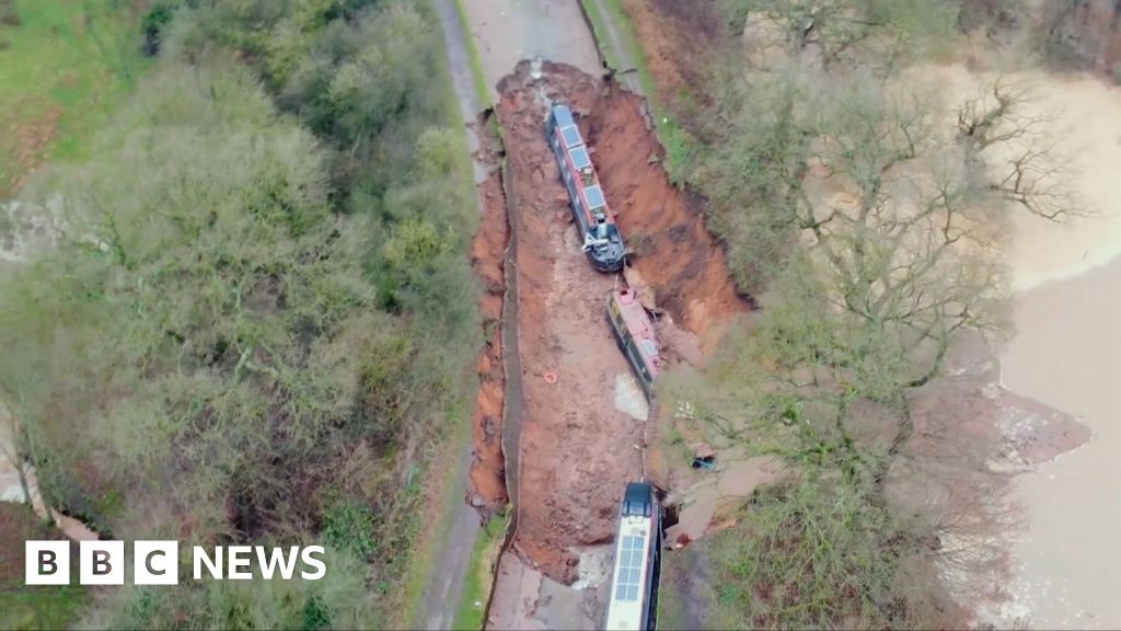 Aerial footage shows scale of damage from Shropshire 'sinkhole'