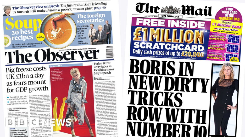 Newspaper Headlines The 1bn A Day Cost Of The Beast From The East 