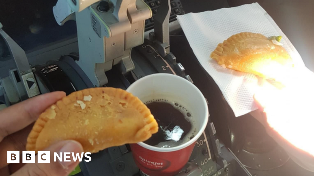 A private Indian airline has grounded two of its pilots for allegedly having coffee and sweets inside the cockpit of a flight mid-journey.  The incide