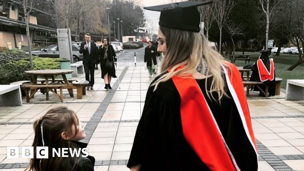 Mum who gave birth at 15 graduates with daughter watching on