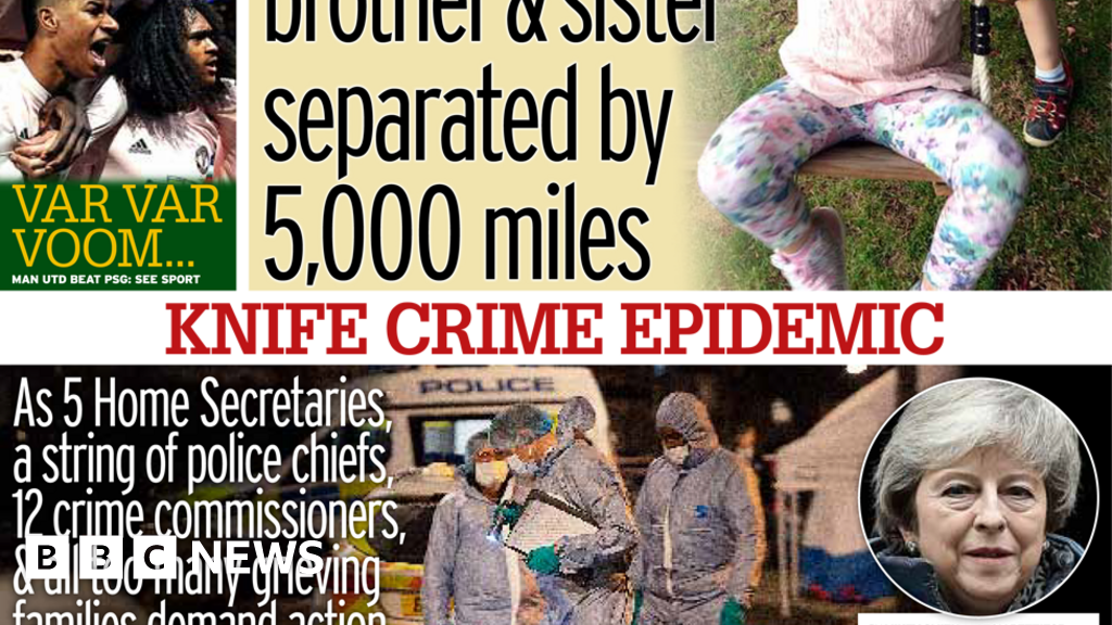 Newspaper headlines Knife crime 'epidemic' and Brexit vote BBC News