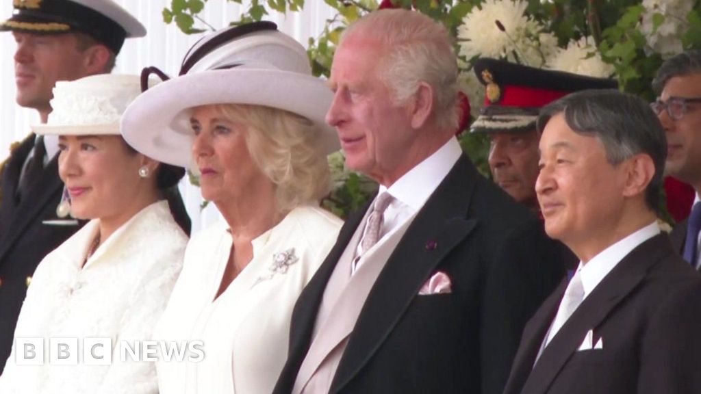 King, Queen and Prince William greet Japanese Emperor