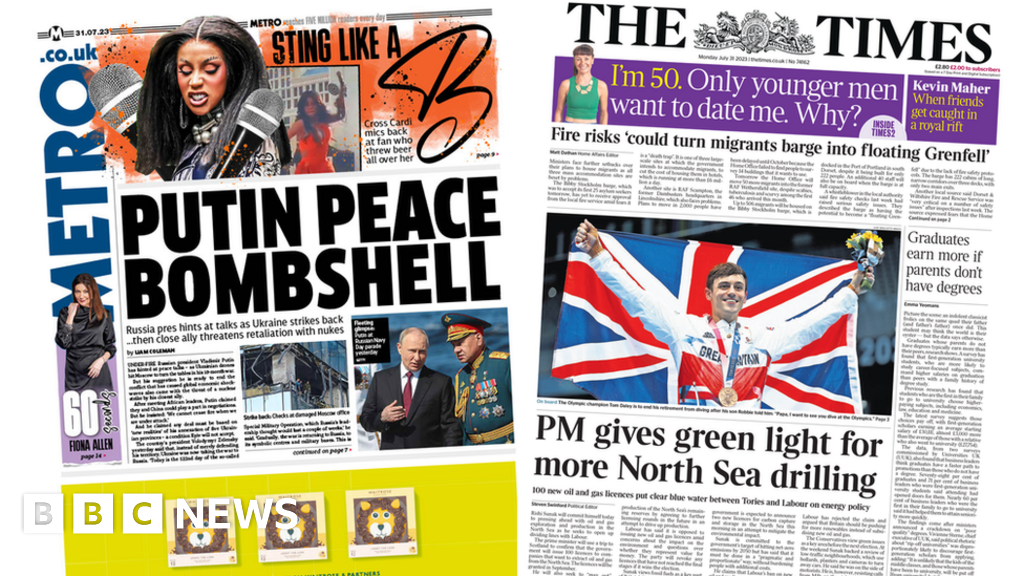 Newspaper headlines: Putin ‘peace bombshell’ and North Sea licences