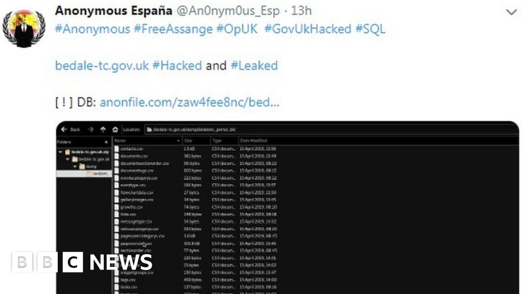 Assange Supporters Claim To Hack Yorkshire Councils Bbc News