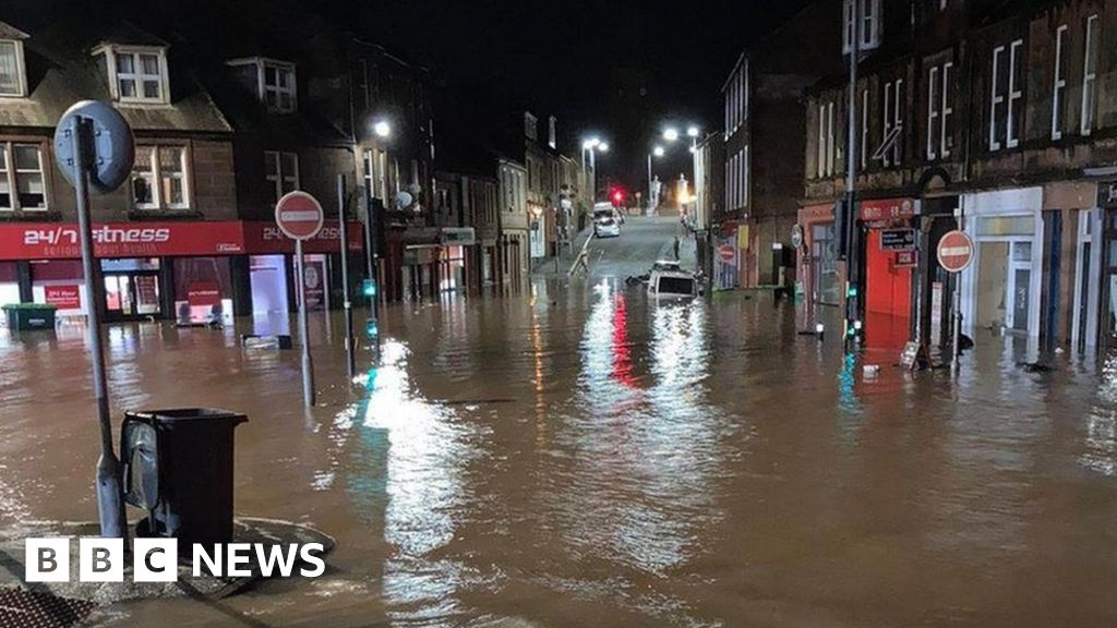 The junction of Nith Place/Shakespeare Street in Whitesands was under water on Friday night