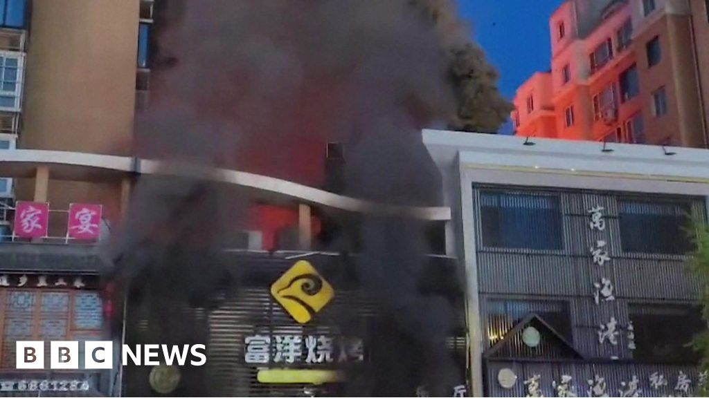 China barbecue restaurant explosion: Smoke and fire at scene