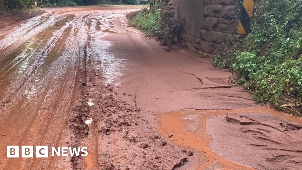 A358 road closed due to mudslide in Somerset