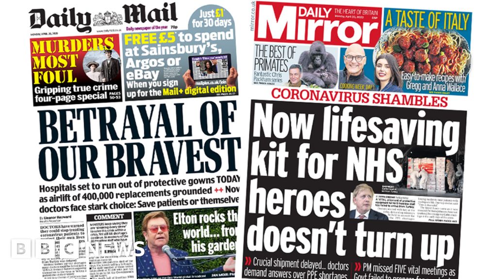 Newspaper Headlines Betrayal Of Our Bravest As Ppe Order Delayed Bbc News