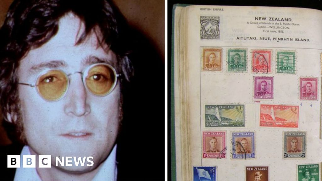John Lennon's boyhood stamp collection displayed in New York BBC News