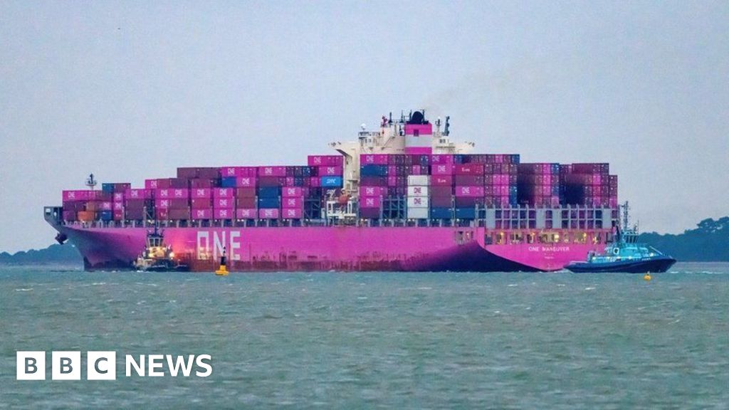 Southampton Damage Revealed As Cargo Ship Runs Aground Off Isle Of Wight