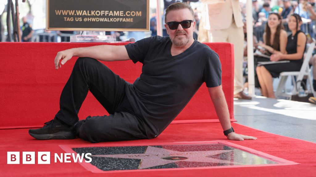'As awkward as it gets': Ricky Gervais gets star on Hollywood Walk of Fame