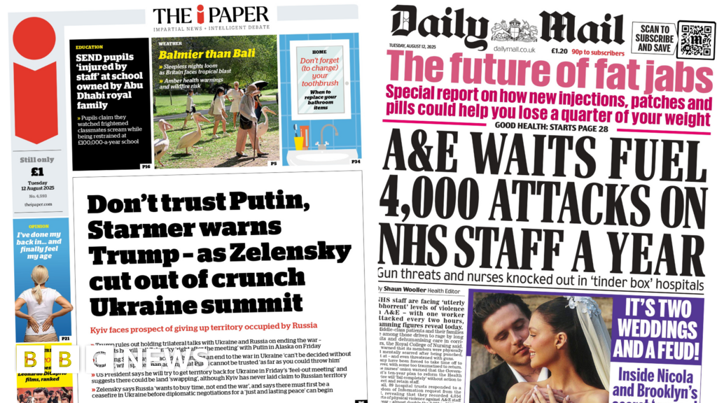 The Papers: 'Don't trust Putin' and 'Two weddings and a feud'