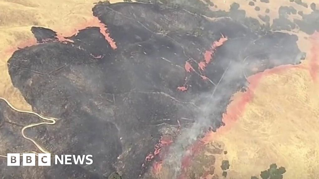 Brush Fire Burns In Californian Hills - BBC News