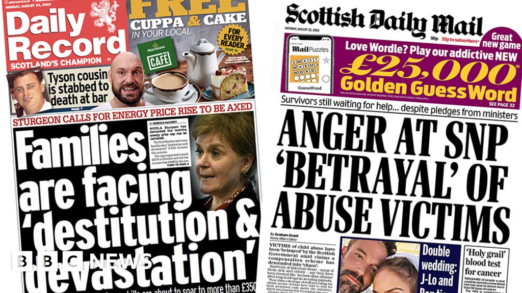 Scotland's papers: Energy price warning and abuse victim 'betrayal ...