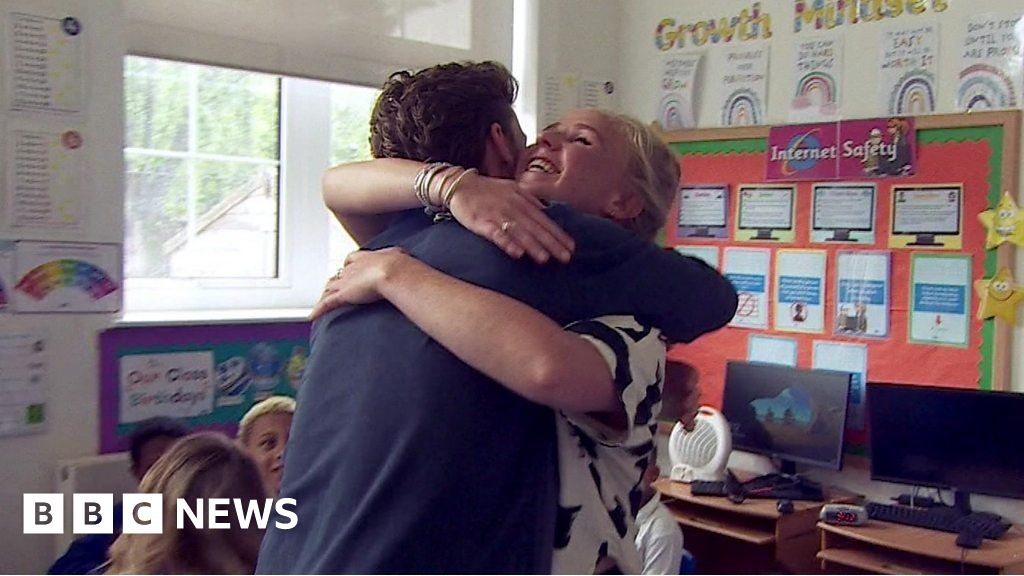 ‘Hi miss!’: Will Poulter surprises sister at London school