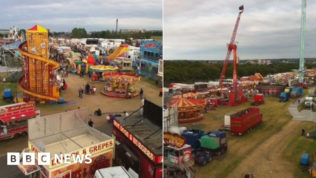Newcastle's Hoppings fair sets up on Town Moor BBC News