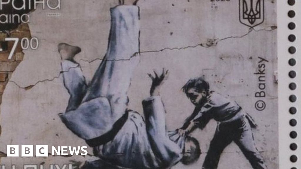 Ukraine’s Banksy stamps feature art of Putin in judo match