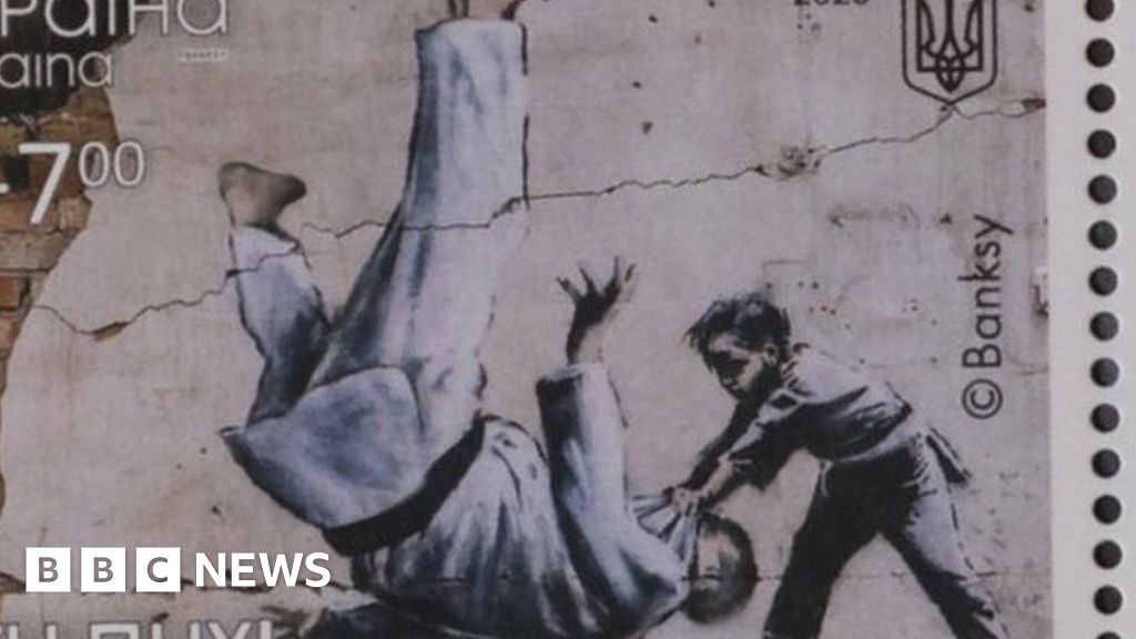 Ukraine's Banksy stamps feature art of Putin in judo match
