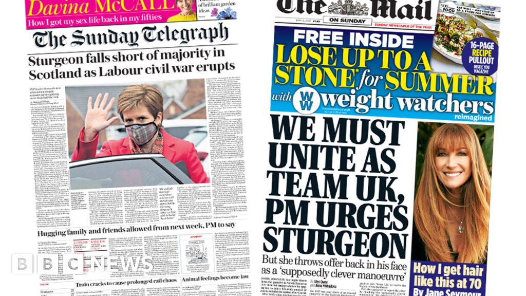 Newspaper headlines: Labour's 'civil war', and PM wants UK to 'unite'
