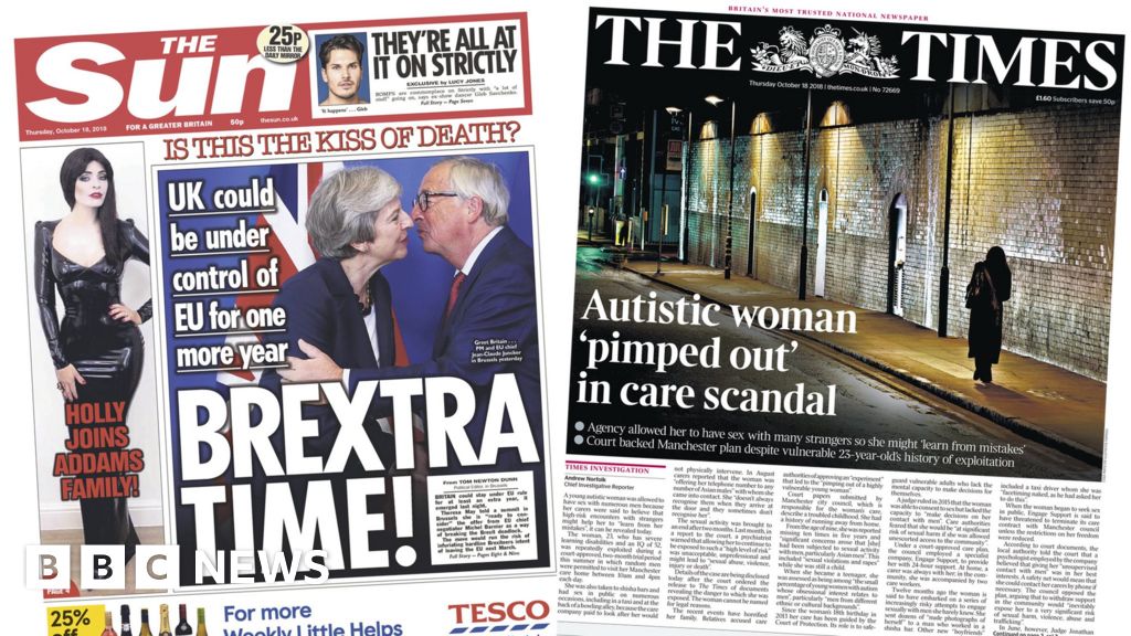 Newspaper Headlines Brextra Time And Sex Care Scandal