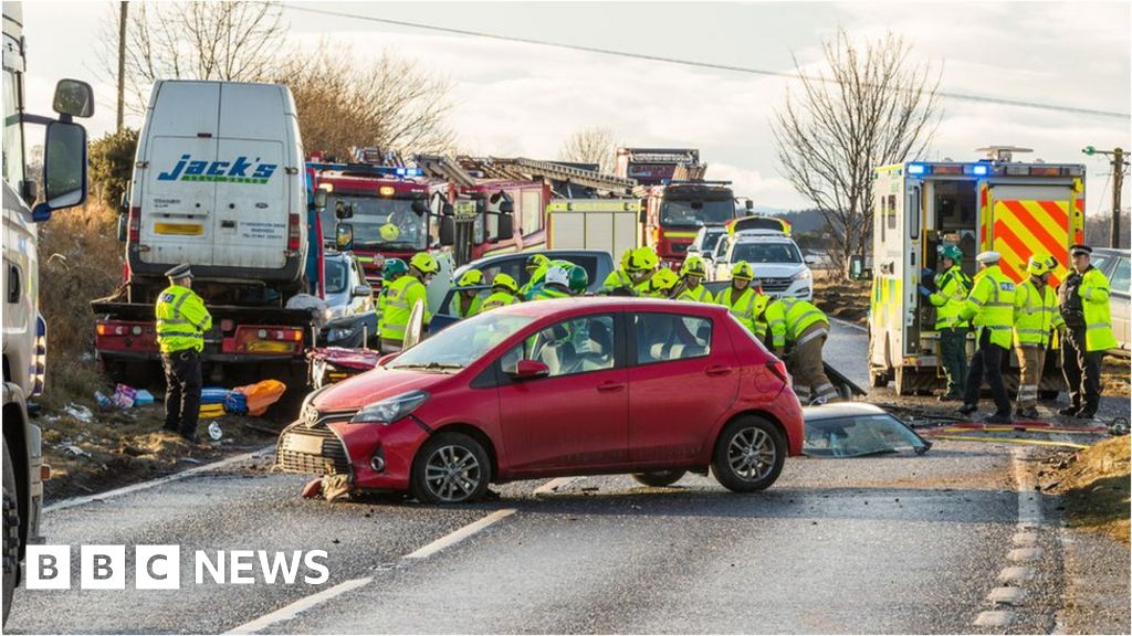 Two in hospital after fourvehicle crash on A96 near Nairn BBC News