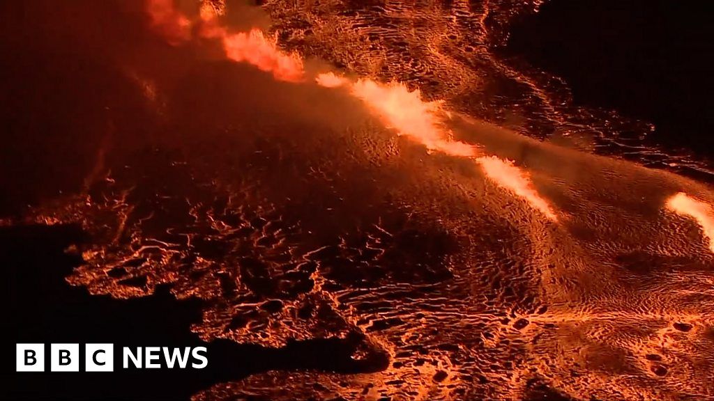 Iceland volcano spews lava in eruption