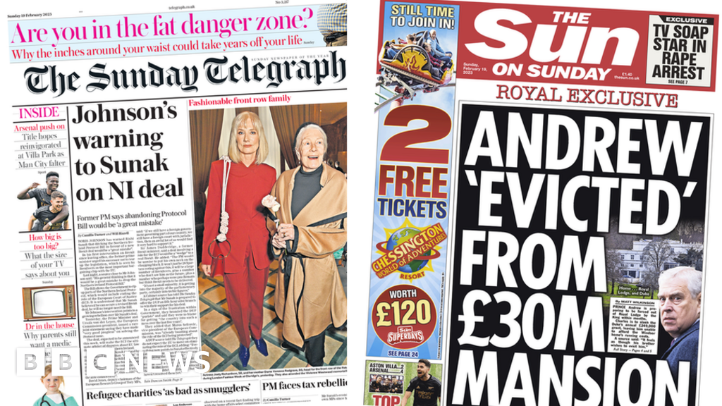 Newspaper headlines: Boris Johnson ready to derail PM’s plan and ‘eviction for Andrew’