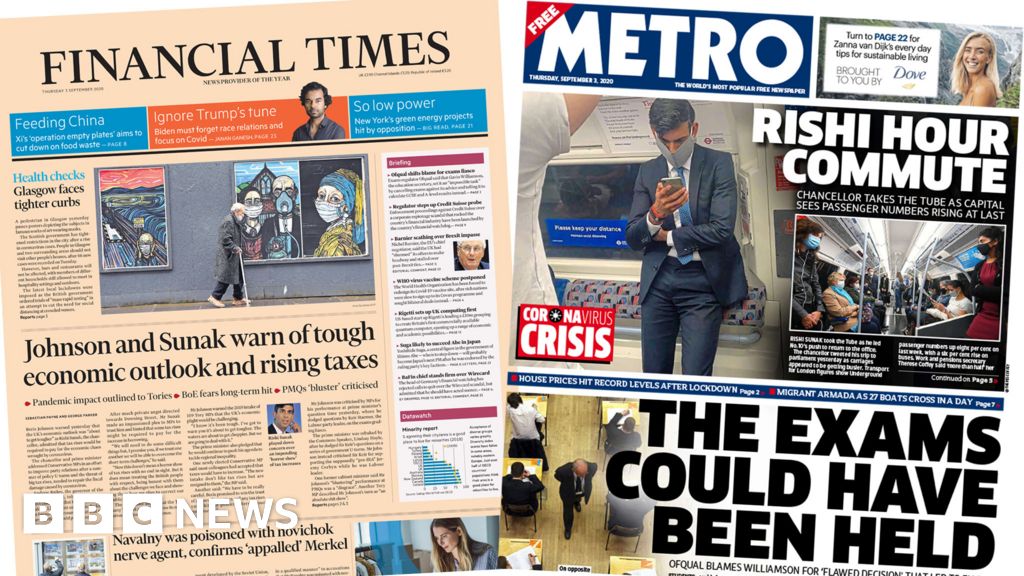 Newspaper Headlines Boris Johnsons Bid To Calm Mps And Ofqual Attacks Minister