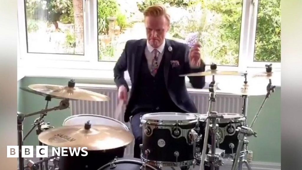 Weather presenter goes viral drumming to BBC News theme - BBC News