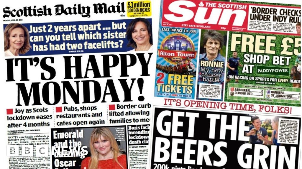 Scotland S Papers Happy Monday As Shops And Pubs Reopen Live News India