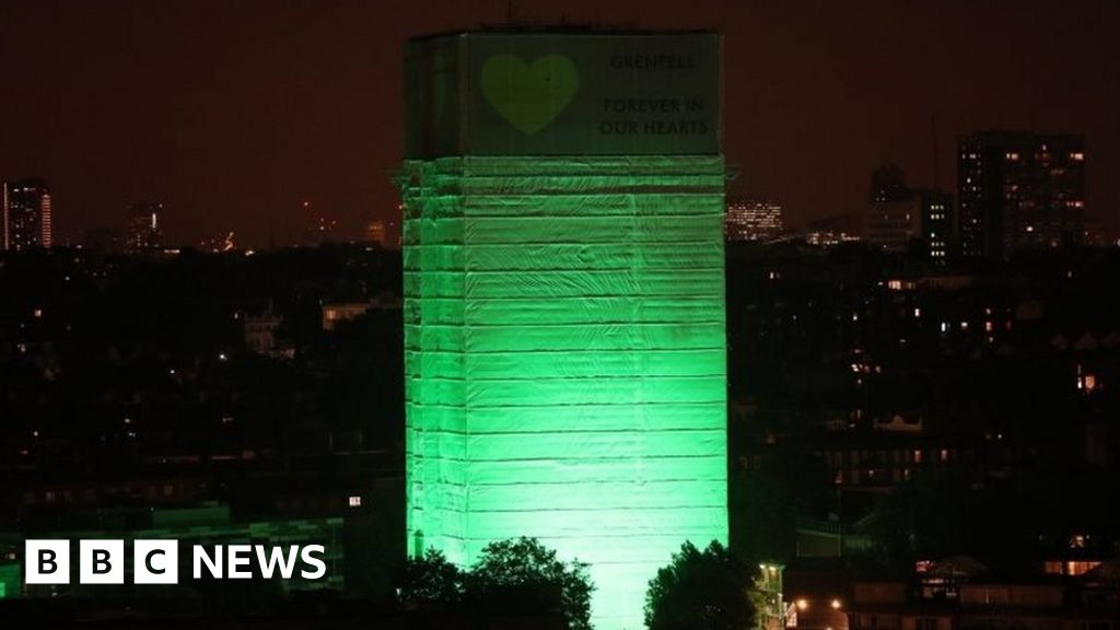 Grenfell Tower lit green a year after fire