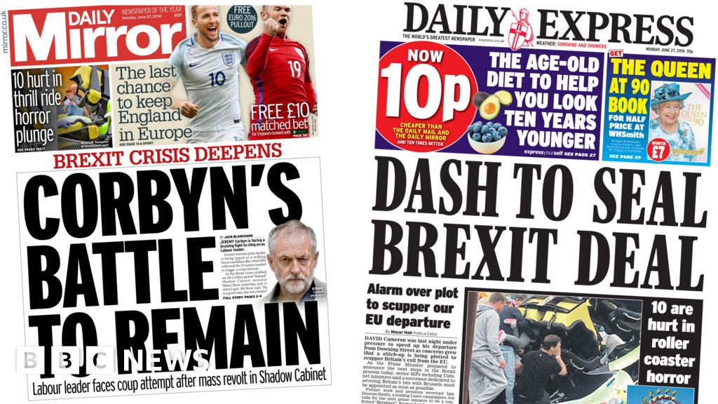 Newspaper Headlines Labour Turmoil Post Brexit Politics And Wimbledon