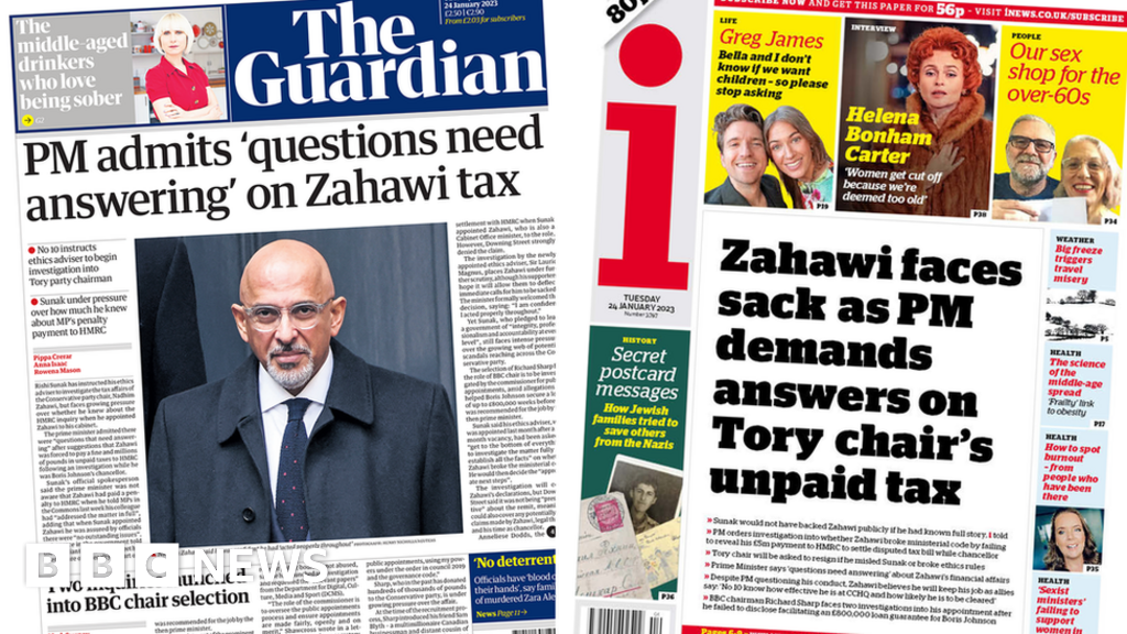 Newspaper headlines: ‘Zahawi faces sack’ and ‘killer posed as child’