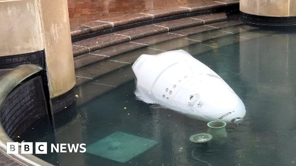 Robot 'drowns' in fountain mishap