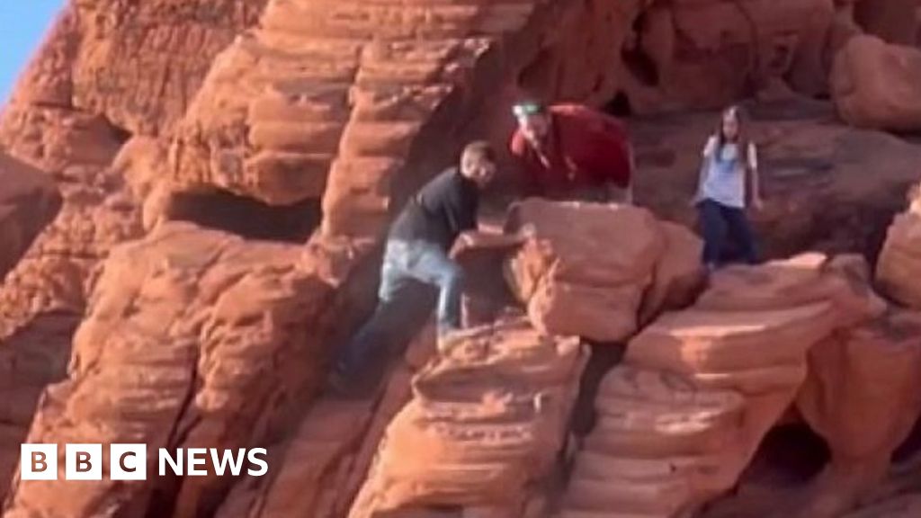 Video shows people damaging ancient rock formations