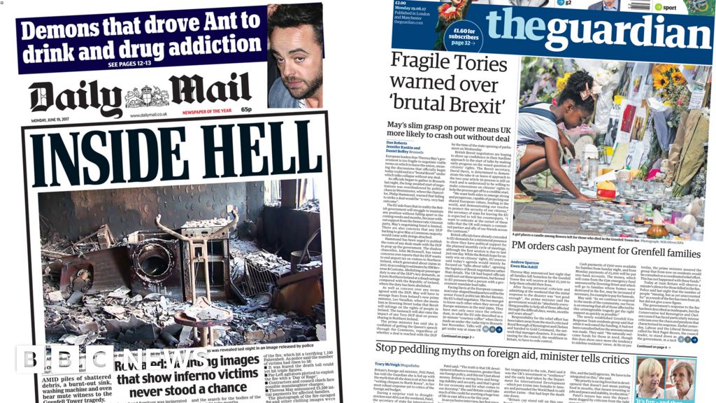 Newspaper review: Grenfell Tower - 'Inside hell' - BBC News