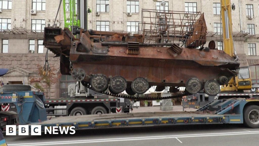 Ukraine displays destroyed Russian tanks