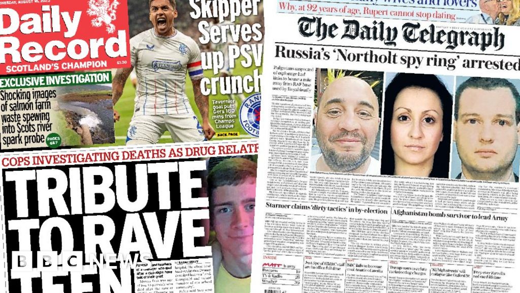 Scotland's papers Rave teen tributes and Russian 'spy ring' arrests