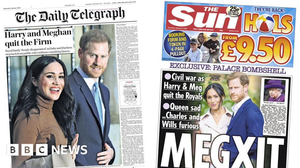 Newspaper Headlines Bombshell After Harry And Meghan Quit Bbc News 