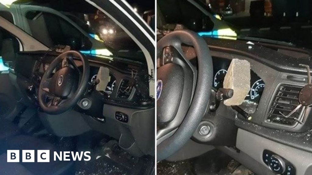 Bonfire Night: Police officers hurt in brick attack on van