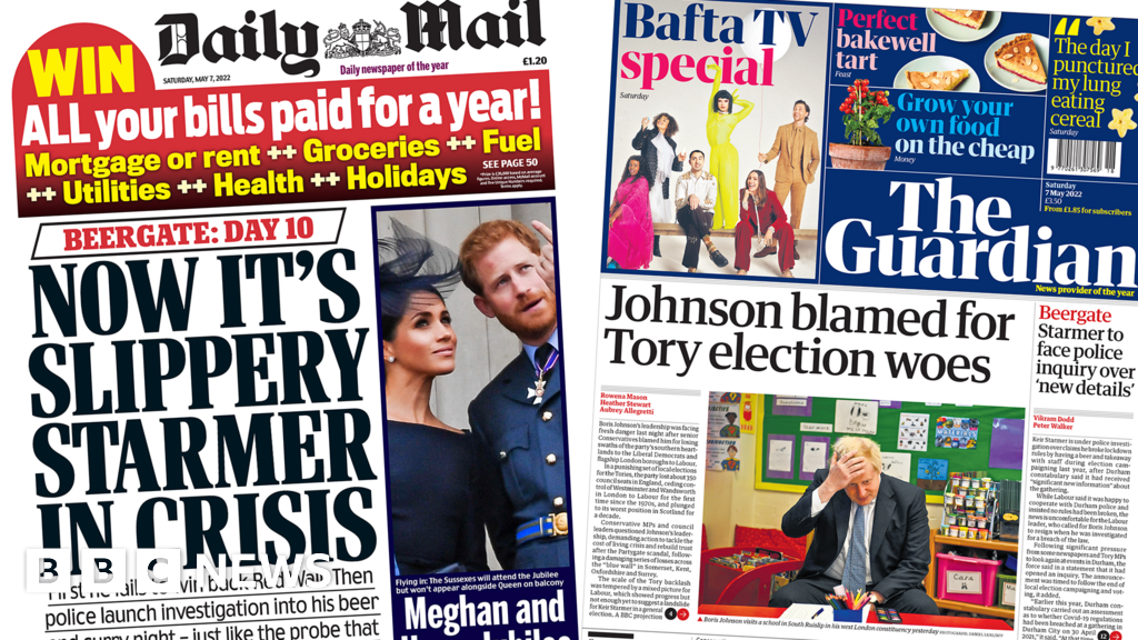 Newspaper headlines: Tory election 'woes' and police probe 'Beergate'