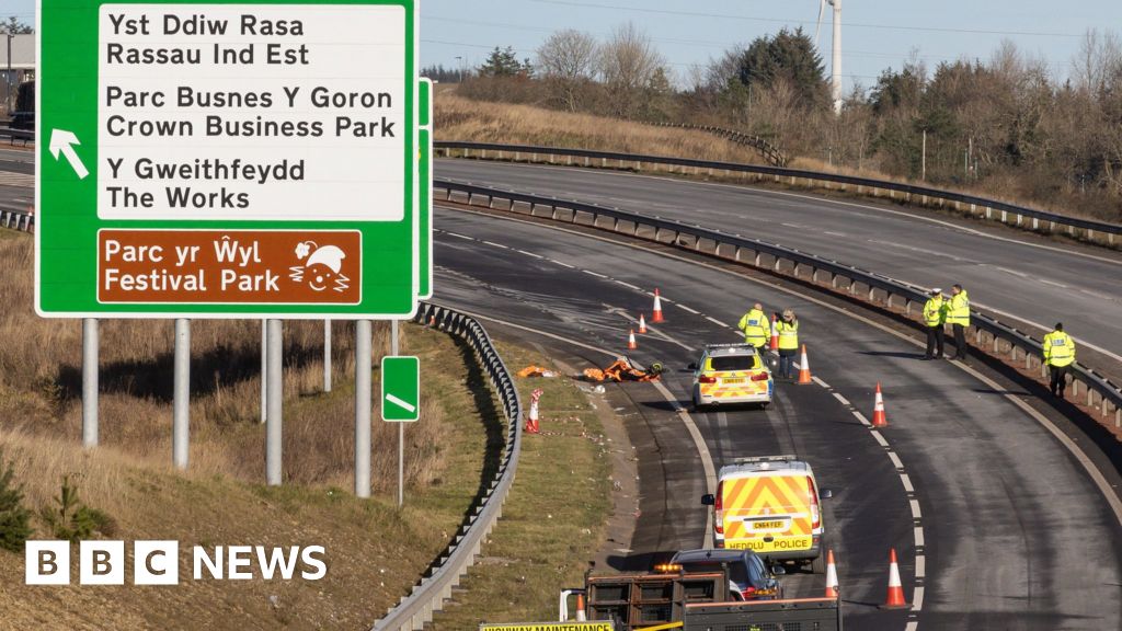 Heads of the Valleys road worker badly hurt after being hit by car