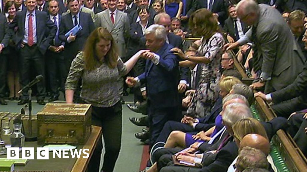 Bercow dragged to Speaker's chair by Grant, Bottomley and McGovern