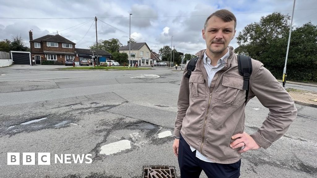 Repairs promised over crumbling Meir Heath roundabout - BBC News