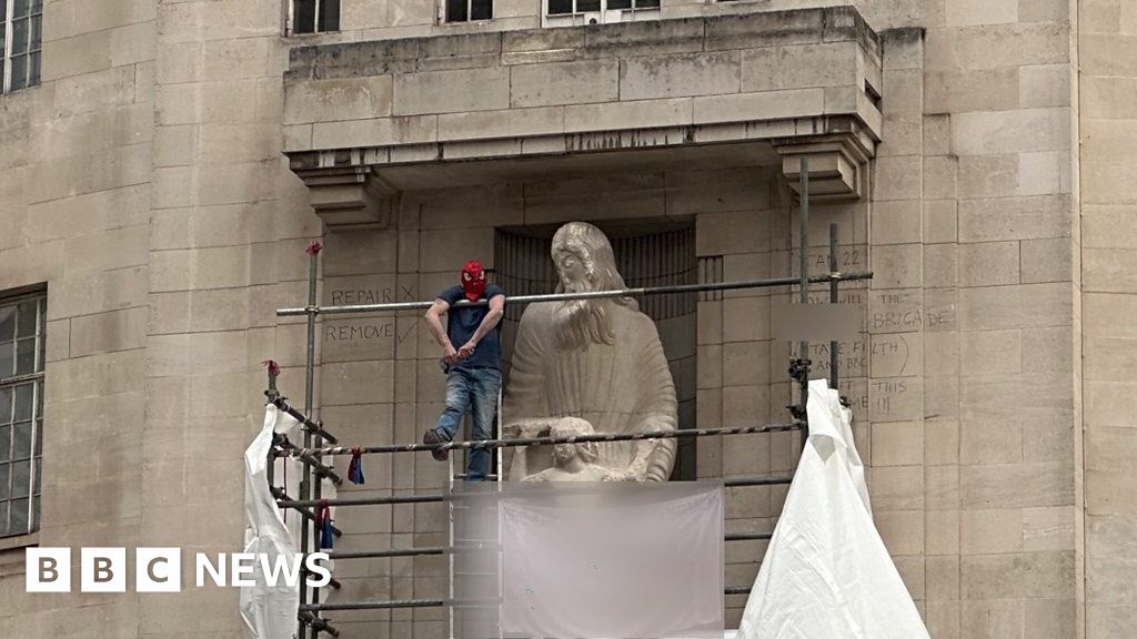 Man Scales BBC HQ Wall And Hammers At Statue - BBC News